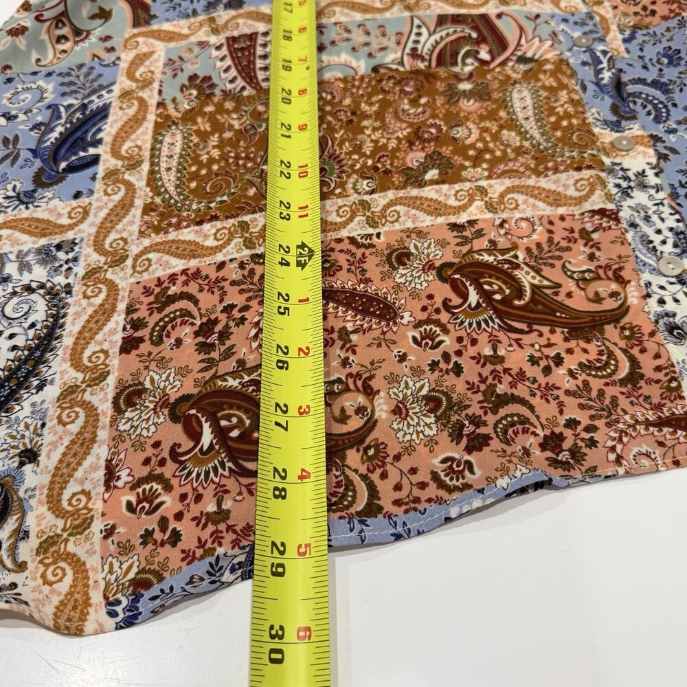 Rose & Olive Womens Oversized Patchwork Button Up Top Size 2X Paisley Boho Loose - Picture 5 of 8